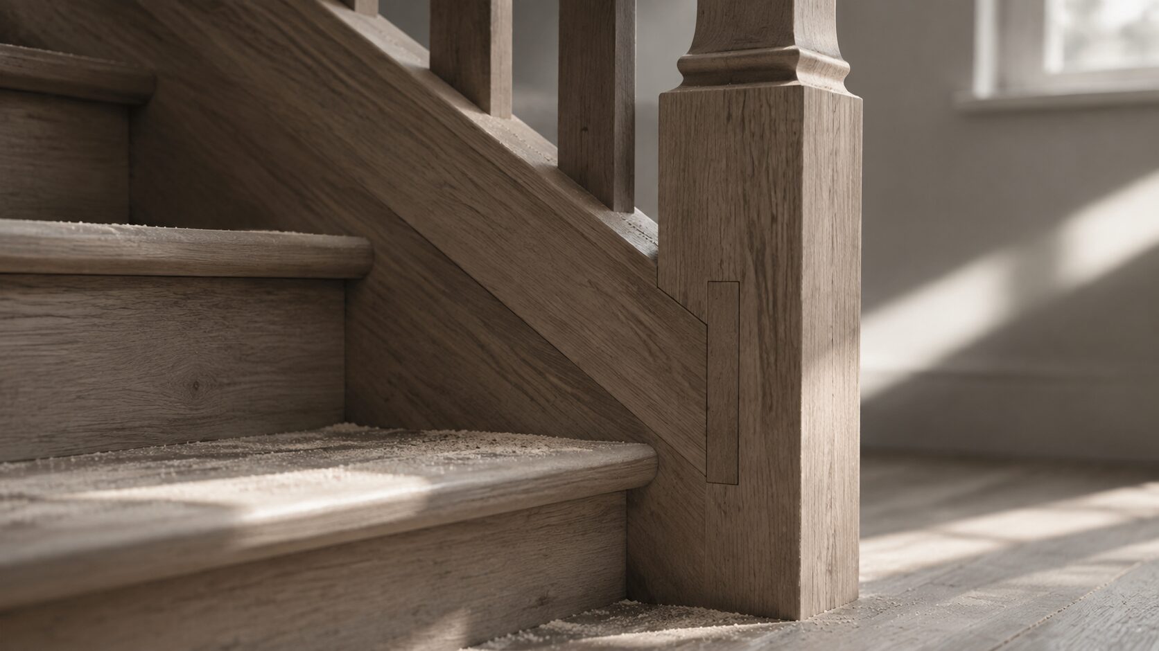 Close detail of staircase joinery